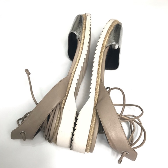 Rebecca Minkoff Silver Leather Lace Up Gladiator Sandals Women’s Size 8 - Picture 3 of 7